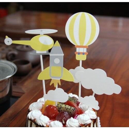 Airplane Rocket Balloon Cake Topper Cake Decoration for Wedding Children Birthday Party Cake Cupcake Ornaments cupcake toppers