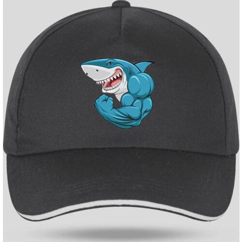 Women Men Hat Curved Sun Visor Hat Cotton Lovely Cartoon Muscle Sharks Baseball Cap Men Cap Outdoor Sun Hat Adjustable Sports