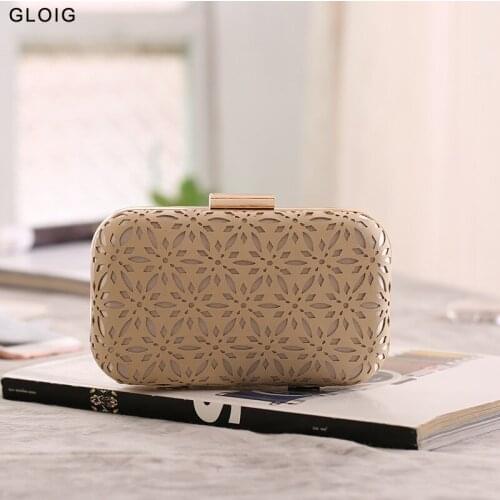 PU Fashion Handbags Hollow Out Ladied Party Day Clutch Metal Chain Shoulder Leather Causal Evening Bags Purse