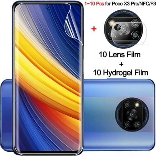 1-10 pcs, hydrogel film for poco-x3 pro xiaomi poco x 3 soft glass poco f3/x3 nfc screen protector pocophone f3 mi poco x3 pro
