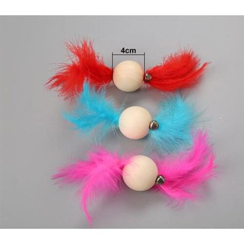 1PCS Random Color Cat Ball Toy Fake Feather Toy Cat Interactive Toy Cat Teaser Toy for Kittens Pet Cat Training Playing Toys