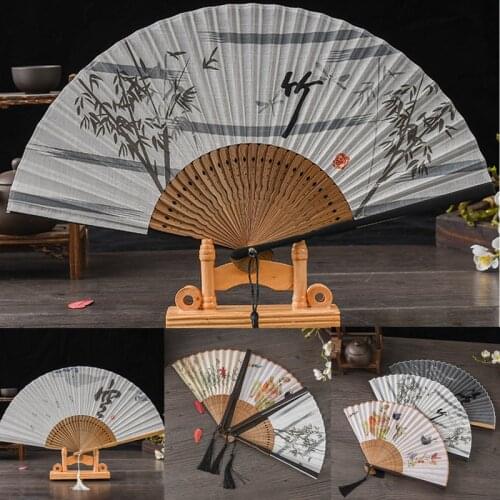 Chinese Style Folding Hand Fan Bamboo Silk Folding Fan Traditional Craft Wedding Favor Fan