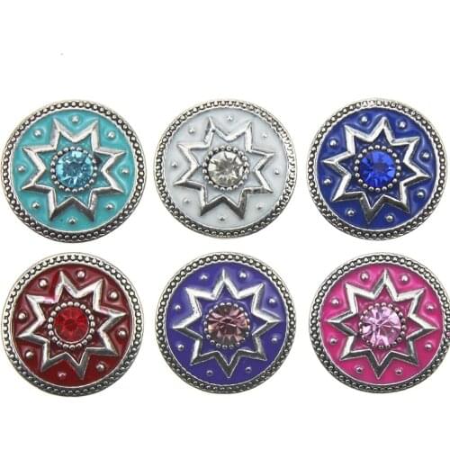 10pcs/lot Hot Wholesale High Quality 18mm Metal Snap Button Charm Rhinestone Styles Button Snaps Jewelry