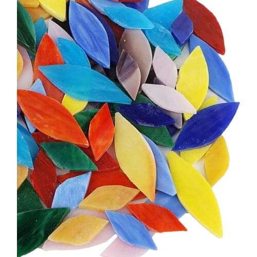 100 Pieces Mixed Colors Mosaic Tiles Flower Leaves Stained Glass for Crafts