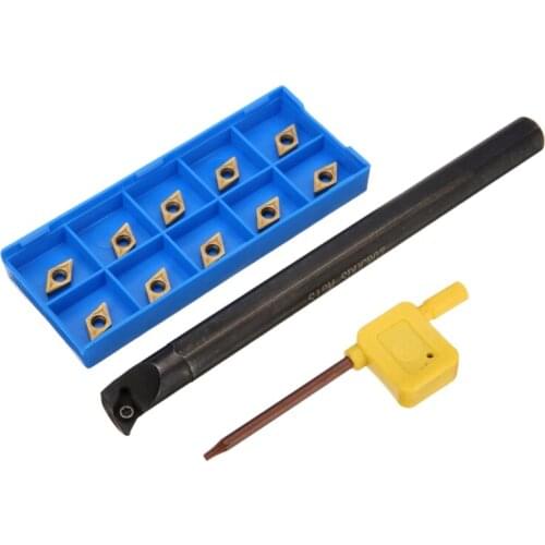 12Pcs Dcmt0702 Carbide Inserts + S12M-Sducr07 Boring Bar 150Mm With Wrench For Cnc Lathe Inner Turning Tools
