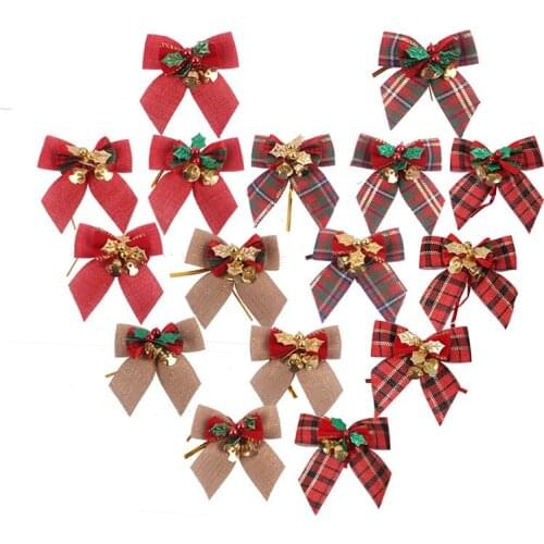 16Psc Christmas Bowknot bow tie iron bell christmas gift christmas wreath christmas tree decoration