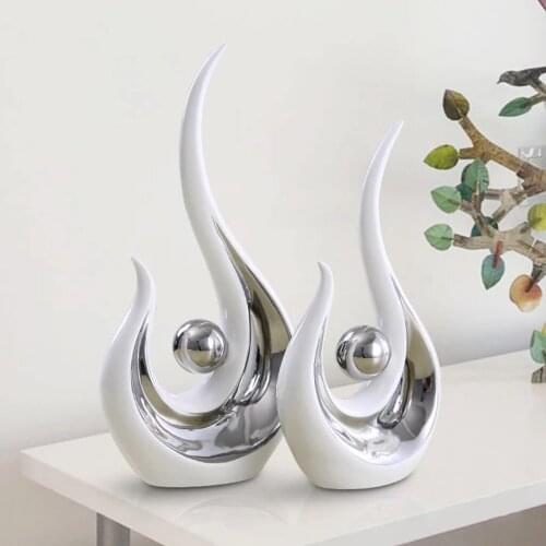 2Pcs Modern Abstract Art Ceramic Statue Sculpture Dining Room Furnishings
