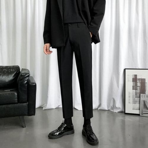 2021 New Autumn Spring Mens Straight Fashion Pants Male Streetwear Loose Casual Pant Ankle Length Plus Size Trousers W001