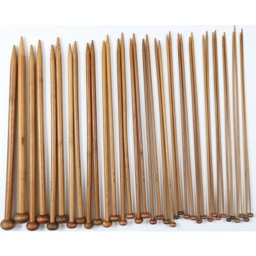 36PCS Bamboo Handle Crochet Hooks 25cm Knitting Needles 35cmBamboo Knit Weave Yarn Crafts DIY Knitting Tools