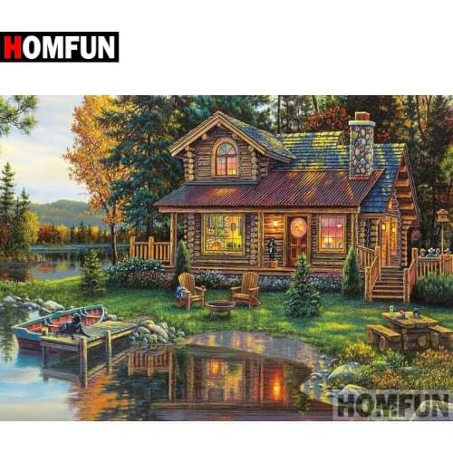 HOMFUN Full Square/Round Drill 5D DIY Diamond Painting "House landscape" Embroidery Cross Stitch 5D Home Decor Gift A08814
