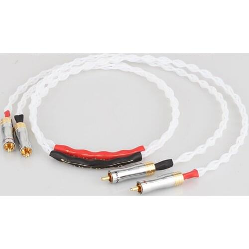 Audiocrast Pure Silver cable A082 Gold RCA 100% Purity Silver Interconnect Audio Cable HIFI Pure Silver RCA Cable Audiophile