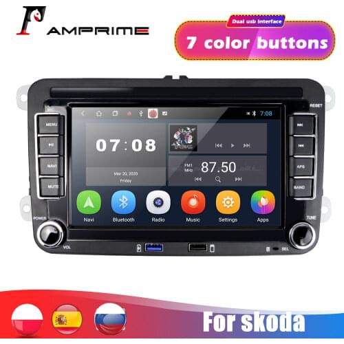 AMPrime 7" 2din Android 10 Car Multimedia MP5 Video Player Autoradio For Skoda VW Volkswagen Car Radio 2 Din EQ Car radio Stereo