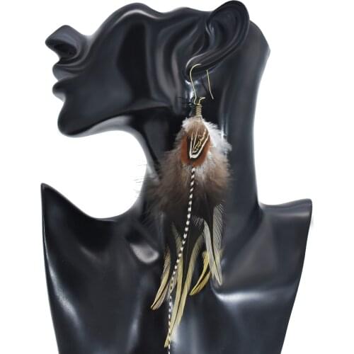 Bohemian Natural Feather Tassel Earrings For Women Girl Fashion Indian Ethnic Daily Party Bride Wedding Jewelry Gift Accessories