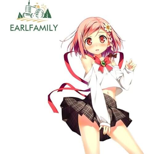 EARLFAMILY 13cm x 11.6cm for Cute Anime Girl Personality Creative VAN Car Stickers Waterproof Occlusion Scratch Window Decal