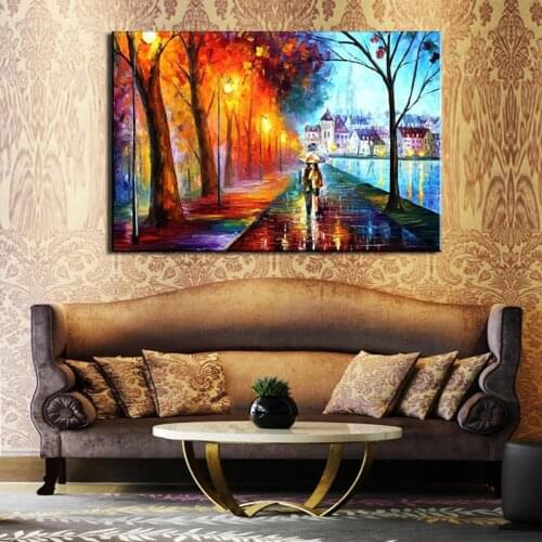 2015 Hot Sell Romantic Couple Walking In The Rain HD Picture Modern Home Wall Decor Canvas Print Oil Painting