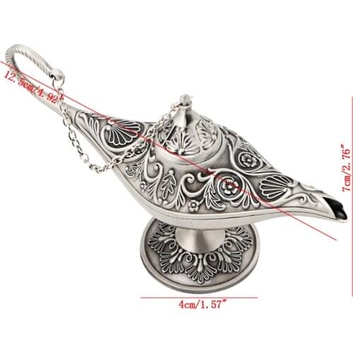 Silvery Legend Aladdin Magic Genie Light Wishing Oil Collectable Classic Lamp GXMA