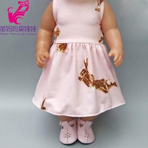 Doll Dress Cartoon Pink Rabbits Pattern for Baby Dolls Dress Underwear for 18" Baby Doll Accessories Doll Wear