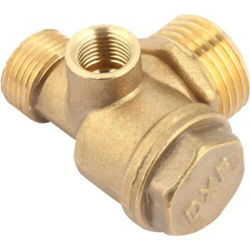 3 Port Brass Air Compressor Male Threaded Check Valve Tube Connector Tool Manual Flush Valve