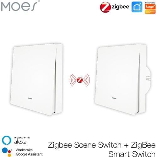 Moes Tuya ZigBee Light Switch with Transmitter Kit No Neutral Wire No Capacitor Required works with Alexa Google Home Smart Life