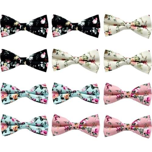 3 Packs Men Classic Cotton Flower Bow Ties Wedding Party Pre-tied Tuxedo Bowtie BWTRS0345A
