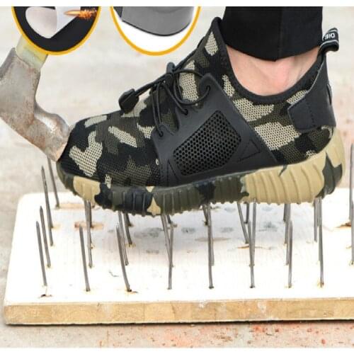 Mens Outdoor Construction Big Size Steel Toe Cap Work Boots Shoes Men Camouflage Puncture Proof Safety Shoes Breathable K7-56