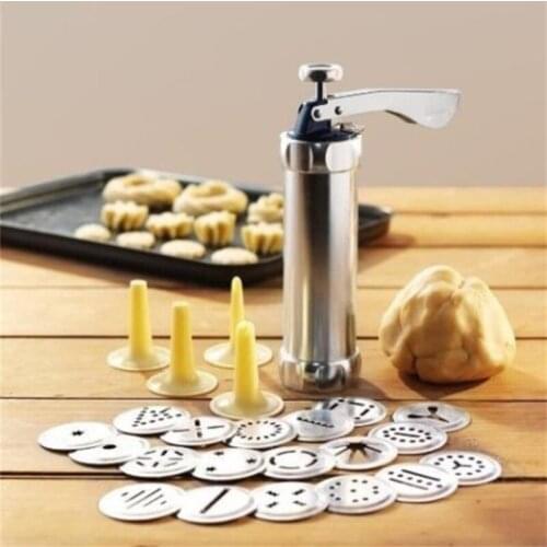 Manual Cookie Press Stamps Set Baking Tools Cookie Biscuits Press Maker With 4 Nozzles 20 Cookie Molds Dessert Cake Decoration