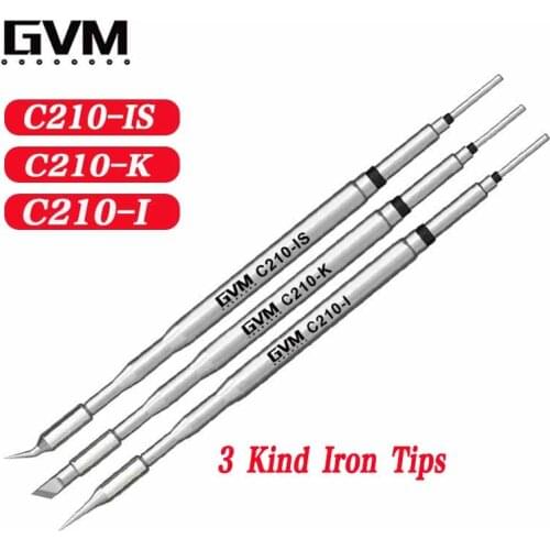 GVM Soldering Iron Tip Lead-free Pointed Tip C210-I Elbow C210-IS Blade C210-K Heating Core For T210/T26/S21 Soldering Station