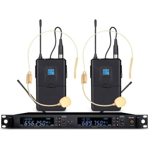 Real UHF Selectable Adjustable Microphone Wireless Professional System Lavalier Clip Headset Mic 5100B