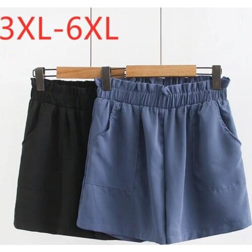 New ladies spring autumn plus size shorts for women large loose casual pocket cotton wide leg black blue shorts 3XL 4XL 5XL 6XL