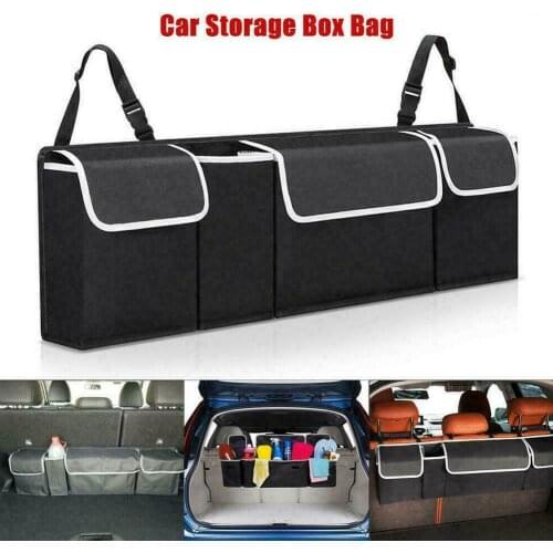 Car Rear Seat Hanging Storage Bag Black Waterproof Interior Storage High Capacity Pocket Shape Seat Back Organizers Box Trunk