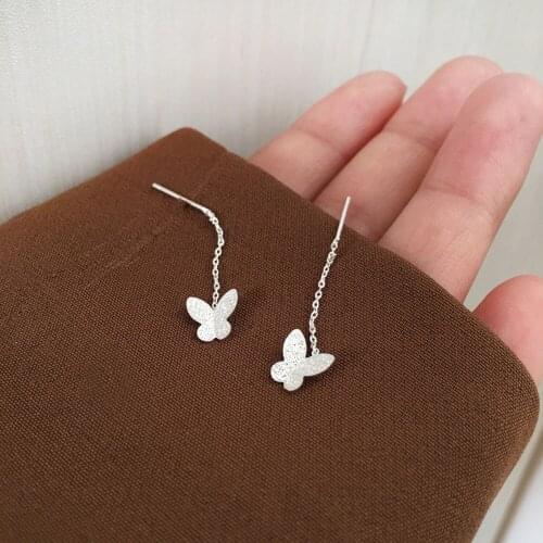 Sell Like Hot Cakes Young Girls Tassel Small Pure And Fresh And Butterfly Ears Line Contracted Fashion Cute/Romantic Earrings