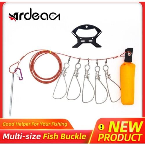 ARDEA 5m/10m Live Fish Lock Buckle Stainless Steel With Float Large Fish Controller Steel Rope Accessories Fishing Tackle