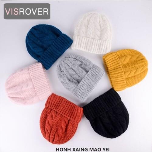 VISROVER 7 Colorway Unisex Solid Twist Rabbit Fur Woman Winter Hat Bright Autumn Bonnet Acrylic Man Woman Warm Skullies Gift
