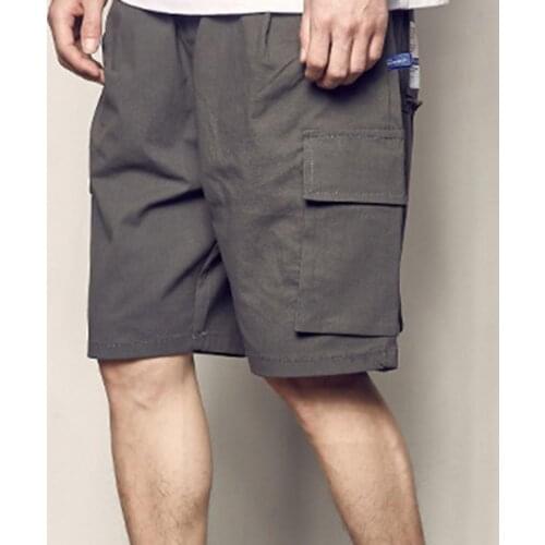 Shorts Drawstring Multi Pockets Men Solid Color Loose Knee-length Pants for Summer Leggings Running Sports Shorts Beach Shorts