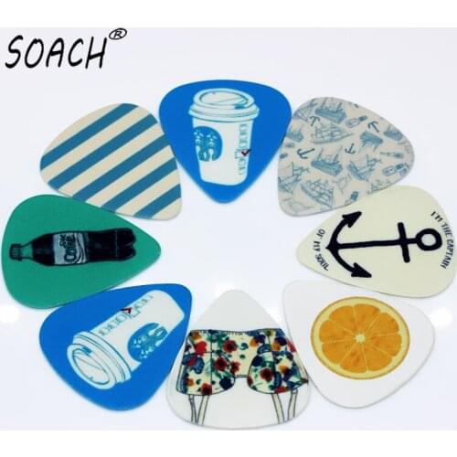 SOACH 50pcs Newest Blue background Guitar Picks Thickness 0.46mm Guitarra/Acoustic guitar paddle/ukulele guitar Accessories