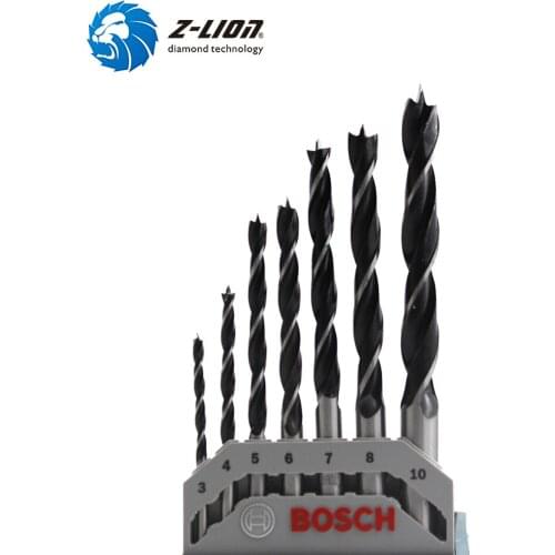 Z-LION 7Pcs High-Carbon Steel Woodworking Drill Bit Three Point Bit Drill Rotary Drill Set For Various Cork, Rubber