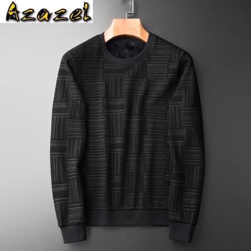 Azazel Inner Velvet Sweatshirt Men Luxury Yarn Dyed Round Collar Thick Sweatshirt Male Winter Autumn Slim Fit Mens Hoodies 4XL