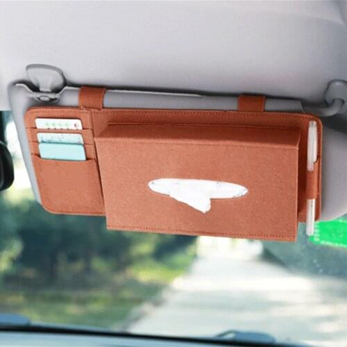 Universal Car Styling Case Sun Visor Type Wool Felt Hanging Tissue Box Car Napkin Holder Pocket Organizer Pouch Card Storage