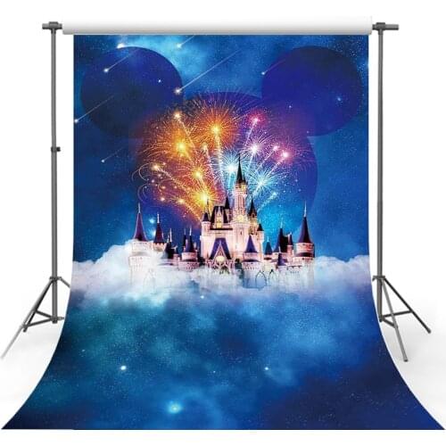 Vinyl Background Photography Cartoon Child Mouse Backgrounds Firework Castle Photo Studio Backdrop Vinyl Photocall Photophone