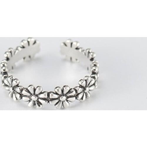 YPAY Real 925 Sterling Silver Flowers Finger Rings Dazzling Daisy Stackable Ring For Women Wedding Jewelry Drop Shipping YMR317