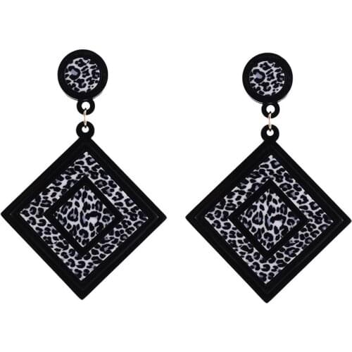 YULUCH 2019 Fashion Pom Pom Pompom Square Plastic Leopard Stud Earrings For Women Jewelry Ethnic African Indian Long Earrings