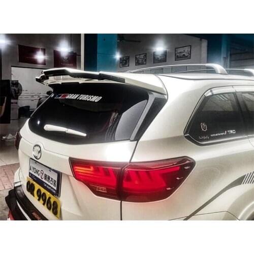 FOR Roof Spoiler Wing Toyota Highlander Real Carbon Fiber Tail Fin Rear Lip Black White Spoiler Accessories GT Style 2015-2021