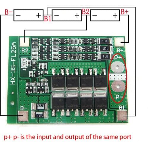3S 25A Li-ion 18650 BMS PCM battery protection board bms pcm with balance for li-ion lipo battery cell pack