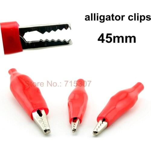 PHISCALE 50pcs test clip crocodile 45mm large alligator clips electrical red color