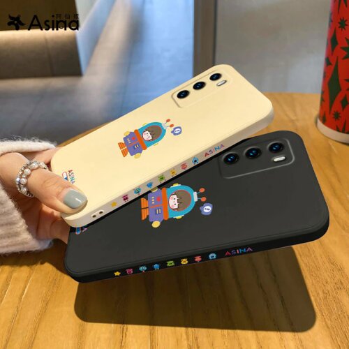 ASINA Liquid Silicone Case For Huawei P40 P30 P20 Pro Cover Cartoon Bumper Straight Edge Cases For Nova 3 3i 4 5t 6 7 8 Coque