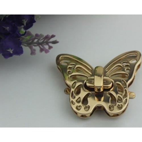 100pcs/lot Beautiful the butterfly lock pale golden mortise lock die casting twist lock luggage hardware accessories
