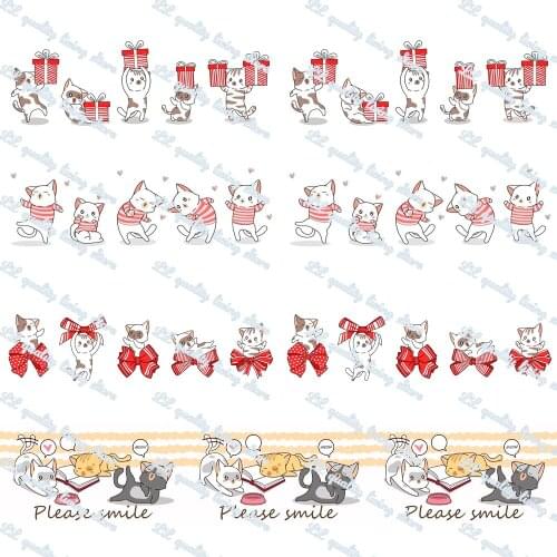 16-75MM Cat with Bow Gift Box Printed Grosgrain Ribbon 50Yards/Roll Tape Clothing Bakery Gift Wrapping Accessory Hairbow Head