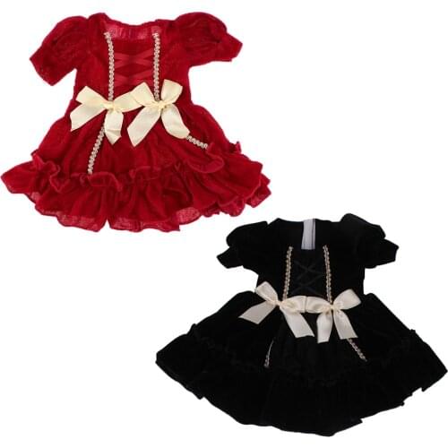 2 Colors Doll Dress Cute Short Sleeve Pleated Skirt Casual Dress Clothing for 18 inch Doll Accs