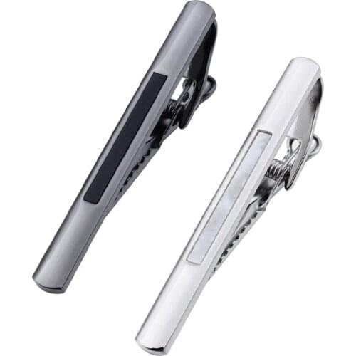 2 Colors Jewelry Shirt Tie Clip Stones Design Mens Tie Bar Pin Tie Clips Black For Business Meeting