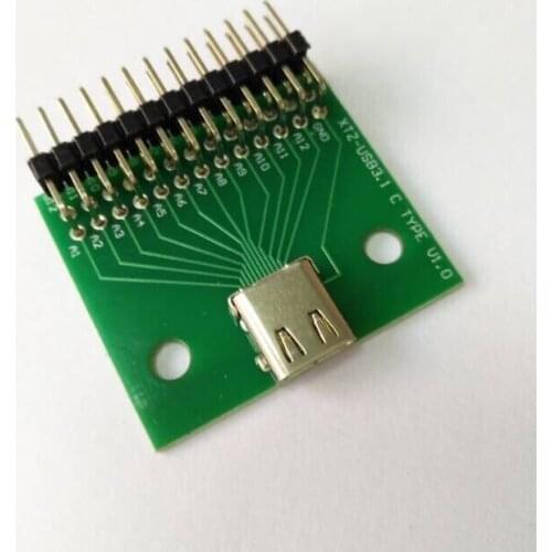 2PCS Double-sided insert TYPE-C female test board USB 3.1 with PCB board 24P female connector with pin header